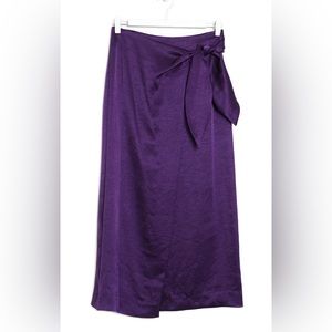 Nanushka Satin Wrap Skirt in Purple